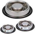 Palz&Co Center Slow Feeder Stainless Steel Dog Bowl, Non Slip, No Spill, Promotes Healthy Eating and Mental Stimulation, Dishwasher Safe (Small Medium 16 Oz)