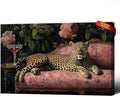 Leopard With Martini Wrapped Framed Print Poster Whimsical Animal Art Bar Cart Decor Wall Art Room Decor Aesthetics Ready To Hang 12X18 inch