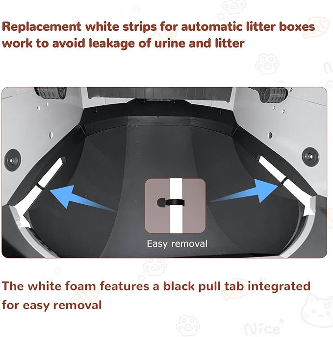 Foams Compatible with Els Pet Litter Box, 6-Pack White EVA Anti-Spill Strips, Precision Laser-Cut Seal for Self-Cleaning Cat Litter Box to Prevent Litter Spilling