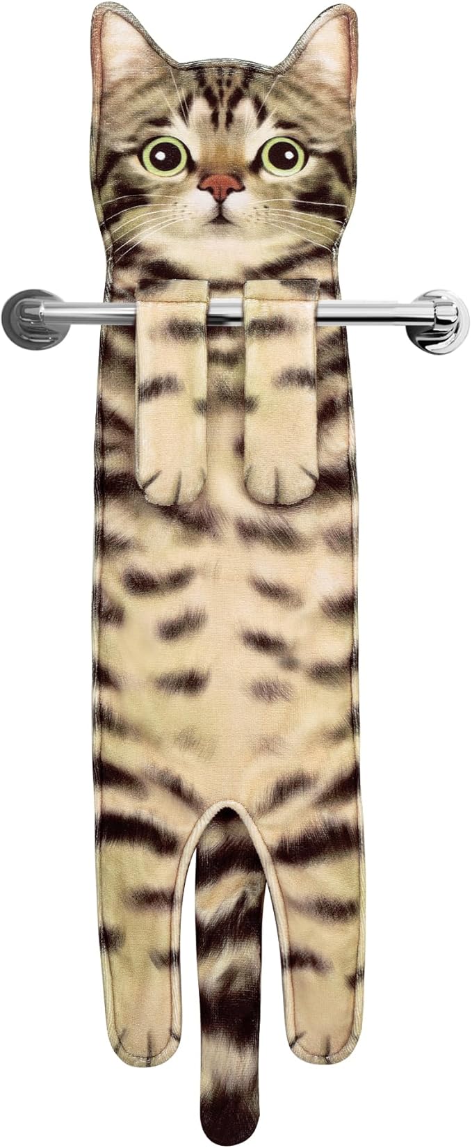 Funny Hand Towels for Bathroom Kitchen Decor - Cute Cat Hanging Hand Towel Kitchen Gadgets - Unique Housewarming Birthday Christmas Cat Lover Gift Ideas for Women Mom Lady Adults