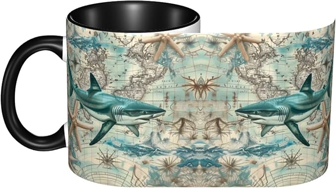 Shark Coffee Mug 11OZ Funny Ceramic Tea Cup Kitchen Decor Novelty Mugs for Home Office Travel