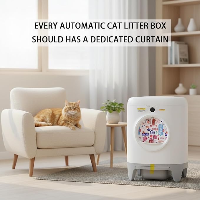 Curtain for Self Cleaning Cat Litter Box,Reduces Cat Litter Bounce, Stops Odors from The Litter Box Self Cleaning (Red)