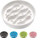 Ceramic Slow Feeder Dog Bowls for Medium and Large Dogs, 2.0 Cups Dog Slow Feeder for Fast Eater, 30oz, 8in, White