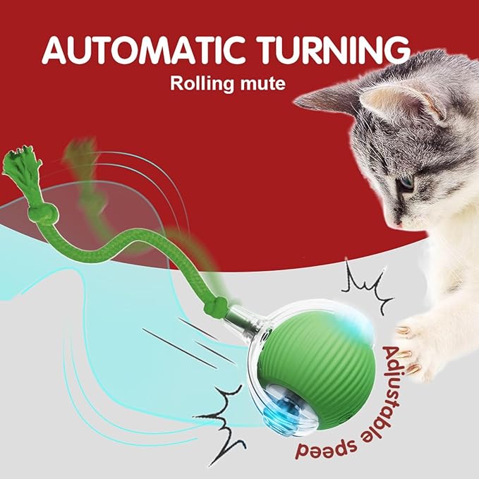 2026 Interactive Rolling Cat Dog Ball Toy – Smart Automatic Self-Moving Pet Toy, Upgraded Smart Automatic Electric Dog Ball for Bored Cats and Dogs (Blue)