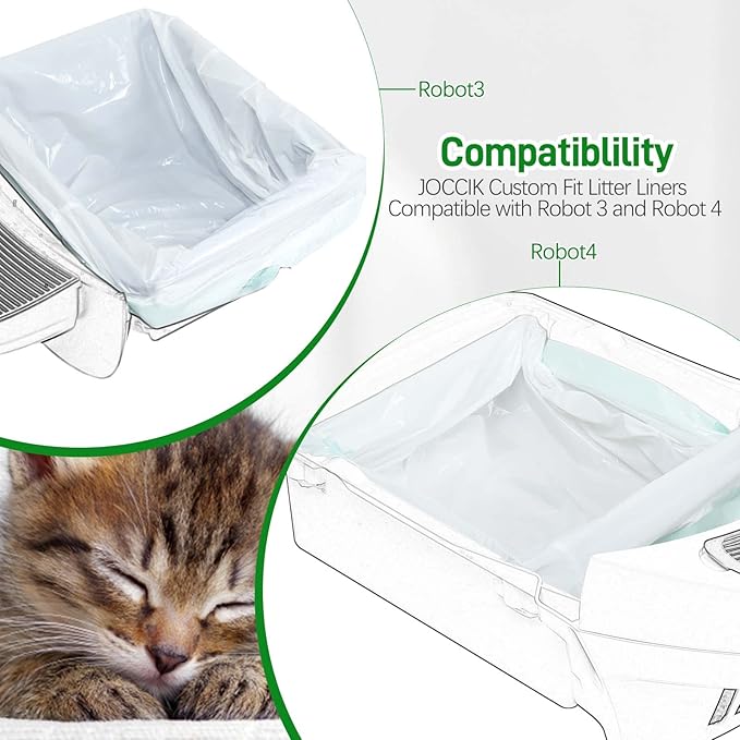 Drawstring Litter Box Liners Compatible with Robot, Heavy Duty Self-Cleaning Litter Boxes Waste Drawer Liners Replacement Bags (100pcs)