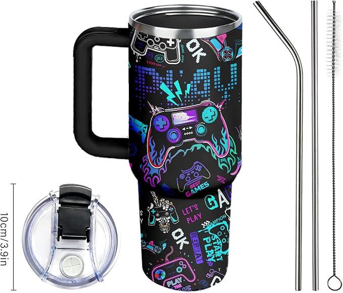 Gaming Gifts for Men Boys, Gamer Gifts for Men, 40oz Gamer Tumbler Cup, Gaming Mugs, Teen Boy Gift Gamings Stuff, Gaming Gamepad Present for Son, Birthday Gift for Him Boys Gamings Cup(Style2)