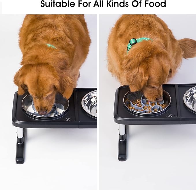 Slow Feeder Dog Bowls Insert [Octopus Suction Cups] Super Firm Slow Eating Dog Bowl [Cuttable] for Large Breed and Medium Size Dog Compatible with Regular and Elevated Dog Bowls (Turbine)
