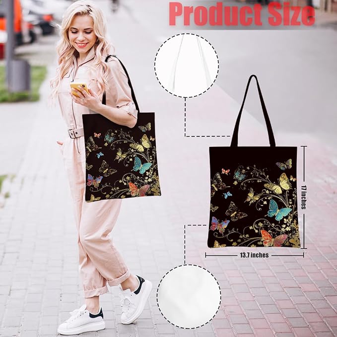 Hanamiya Na Tote Bag with Zipper Pockets, Tote Bag Reusable Shopping Grocery Bags Birthday Gifts for Women, Weekender Bags