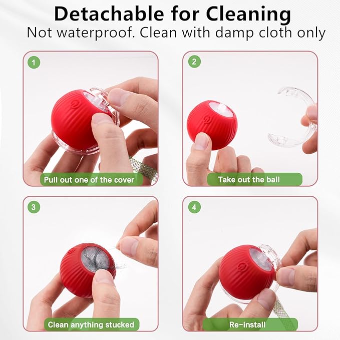 SUPERSUN Interactive Cat Toy Balls, Automatic Rolling Cat Tease Ball with Bird Chirping Sound & 3 Modes, Rechargeable USB Kitten Toys for Indoor Cats, 2 Fun Flexible Tails Stimulate Hunting Instincts