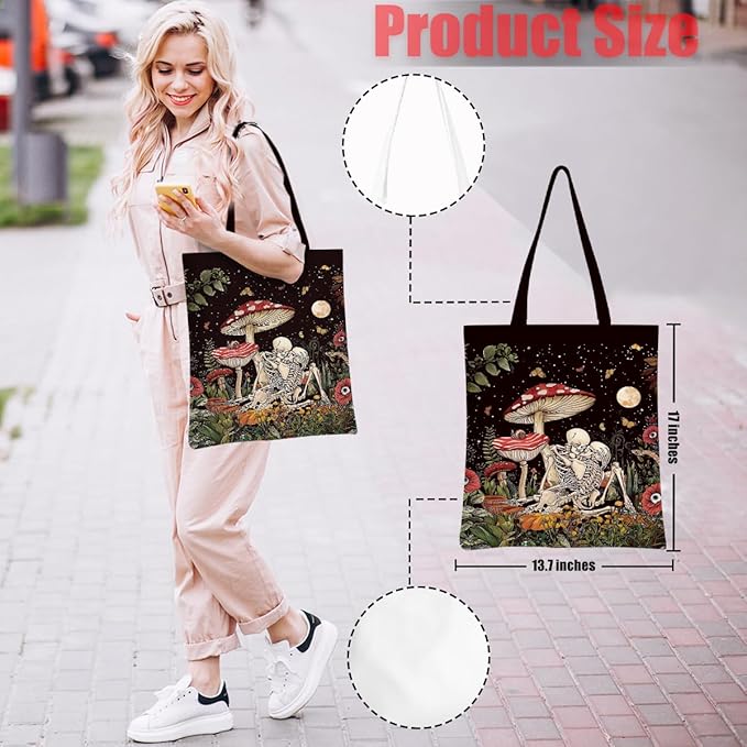 Hanamiya Na Tote Bag with Zipper Pockets, Tote Bag Reusable Shopping Grocery Bags Birthday Gifts for Women, Weekender Bags