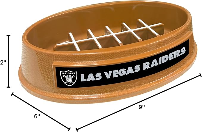 NFL Super-Bowl - Las Vegas Raiders Slow Feeder Dog Bowl, Football Design for Healthy Digestion, Non-Slip Pet Feeder for Large & Small Dogs & Cats