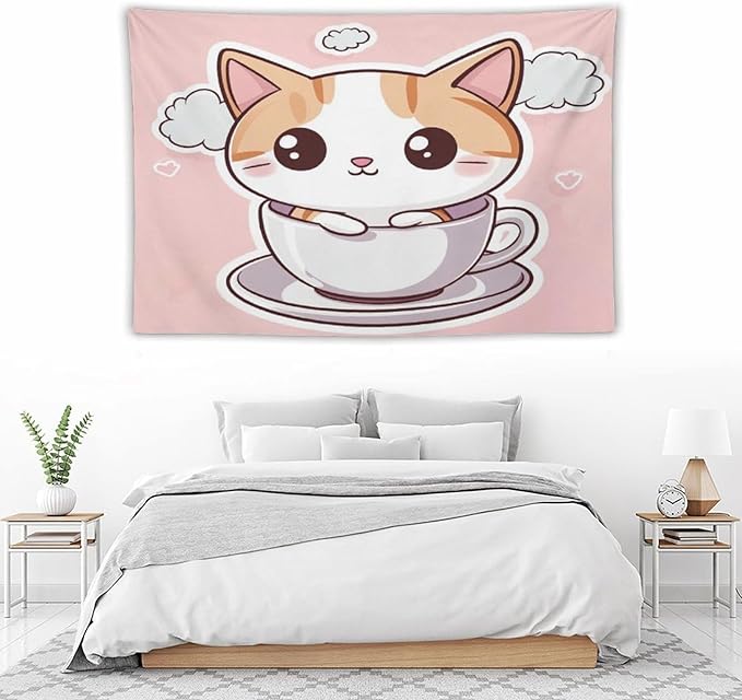 MaSiledy Tapestry's Wall Hanging Kawaii Cat Tapestry Cat Lover Gifts Bedroom Tapestries Wall Decor for Bedroom Living Room Dorm 60"x90" Wall Hanging for Home Decor Bedroom Living Room Dorm Decor