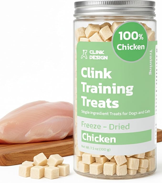 Clink Design Freeze Dried Dog Treats and Cat Treats, Single Ingredient Dog Treats, 100% Chicken Dog Training Treats, High Protein Snacks, 3.5oz