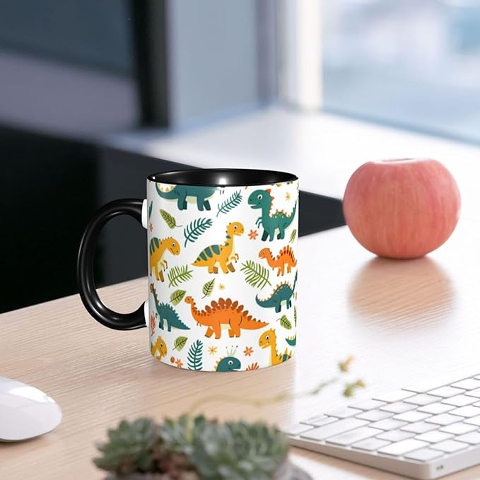Dinosaur Coffee Mug Funny Ceramic Tea Cup With Handle Dishwasher Microwave Safe for Women 11oz Porcelain Mugs