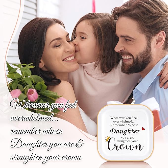 Daughter Gifts from Mom, Birthday Gift for Daughter Adult, Jewelry Holder - Remember Whose Daughter You Are Straighten Your Crown - Mothers Day Gifts for Daughters Graduation, Valentines