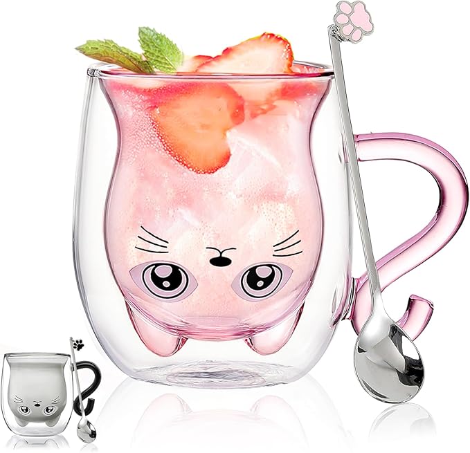 Binoster Gift Woman Birthday Cup Cat Coffee Cup Double Walled Cup A The Mug Cat Gift Mom Dad Mistress Friend Wife Idea Gift Idea Mother's Day Father's Day Valentine's Day Christmas Halloween Woman