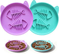 Slow Feeder Cat Bowl, 2 PCS Silicone Bowl, Cat Slow Feeder, Ideal for Dry and Wet Food, Easy to Clean, Interactive Puzzle Toy for Pets Food Training, Keeps Cats Busy, 6.69" W*0.65" H