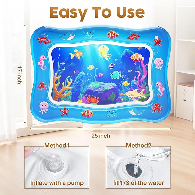Cat Water Mat - Interactive Cat Toys Upgraded Thickened 0.7mm PVC Cooling & Heating Water Bed with Floating Fish, Anti-Scratch Leak Proof Foldable Water Sensor Play Mat for indoor/Outdoor Cats
