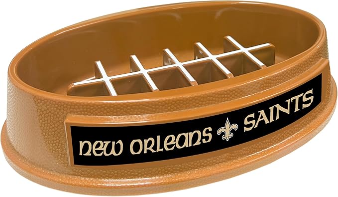 NFL Super-Bowl New Orleans Saints Slow Feeder Dog & Cat Bowl. Football Design for Healthy Digestion. Non-Slip for Large & Small Pets