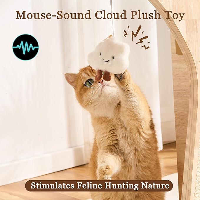 HITTITE Flower Cat Tree with Scratching Post, 48 Inches Cute Cat Tower with Wooden Branch Design, Aesthetic Modern Cat Climbing Tower with Flower Perches and Hanging Toy for Indoor Cats Large Adult.