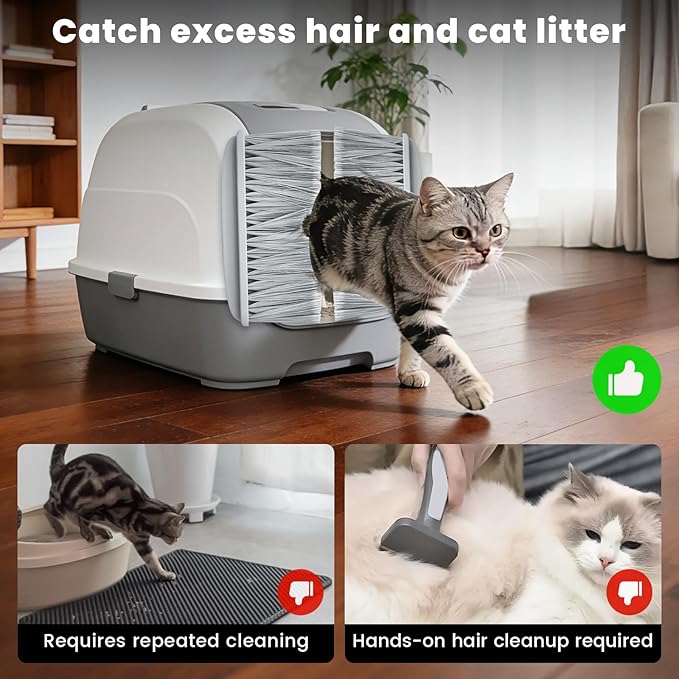 Cat Litter Mat Broom for Litter and Cat Hair Remove, Self-Cleaning Fur Catcher, Easy to Clean Litter Box Accessories for Cat Doors and Indoor Doorways