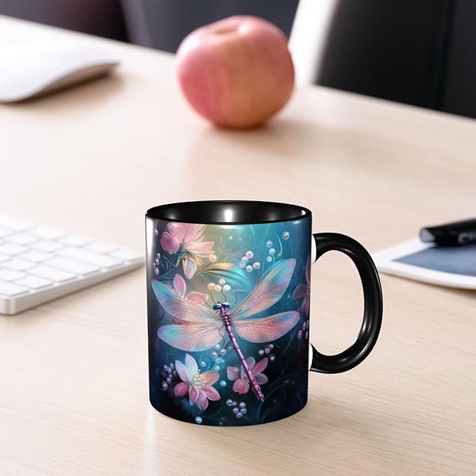 Dragonfly Coffee Mug 11oz Ceramic Tea Cup With Handle Funny Porcelain Mugs for Women Dishwasher Microwave Safe