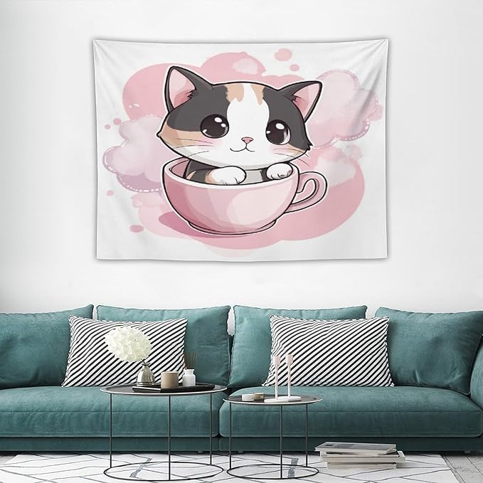 MaSiledy Tapestry Kawaii Cat Vintage Aesthetic Tapestry Wall Hanging Cute Cat Kitten Tapestries Wall Art for Bedroom Living Room Decor Home Decor Landscape 30"x40" Gift for Christmas