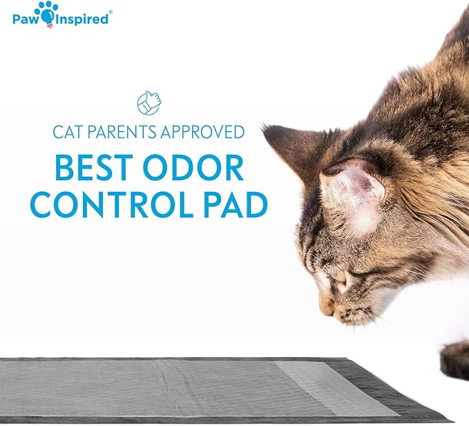 Paw Inspired Cat Pads, Generic Refills for Tidy Cats Breeze Litter Box System, Disposable Kitty Litter Liners for Easy Cleaning, Super Absorbent Pee Pads, 16.9 x 11.4 Inch (Carbon, 20 Count)