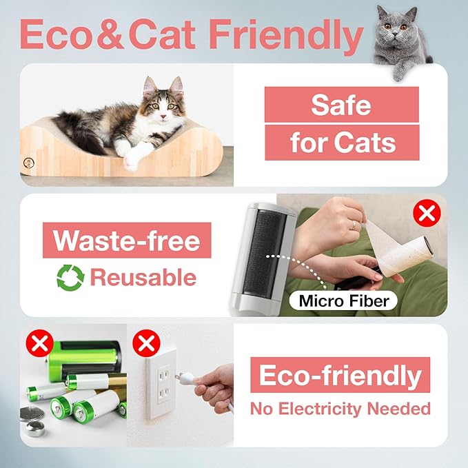 Necoichi Purrfection Neat & Easy Cat Hair Pet Hair Remover, Textured microfibers Trap Fur & lint Fast, Made in Japan, White