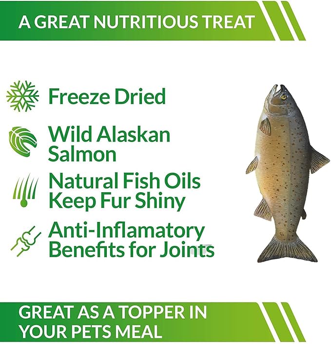 Life Essentials by Cat-Man-Doo Freeze Dried Salmon Crunchies Dog Treats, Wild Caught Single Ingredient, Healthy Dog Treats, 5 oz