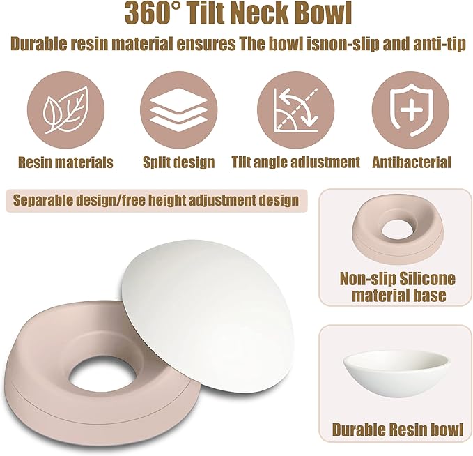 French Bulldog Food Bowl- Slanted Tilted Pug Food Water Bowl,Cat Bowl- Feeder for Frenchie/Shih Tzu/Flat Faced Small Dogs/Puppies/Cats (Lightpink, 2 Cup)