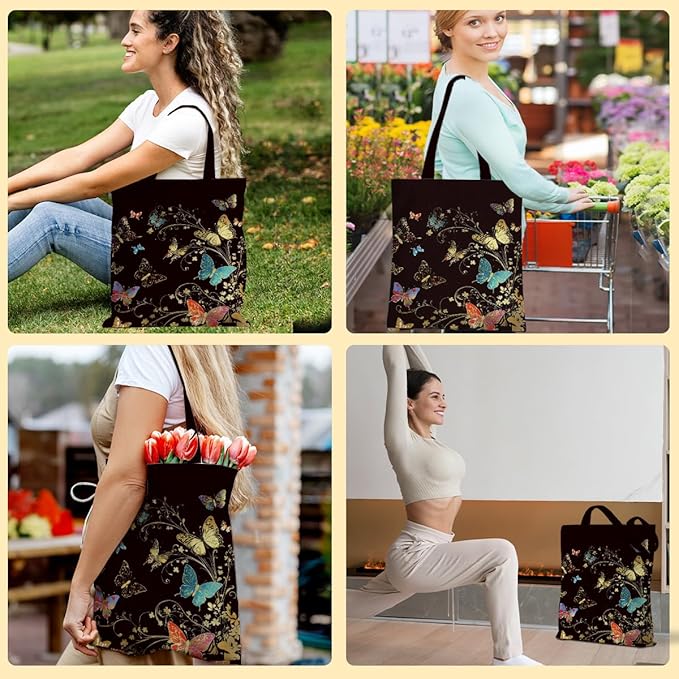 Hanamiya Na Tote Bag with Zipper Pockets, Tote Bag Reusable Shopping Grocery Bags Birthday Gifts for Women, Weekender Bags