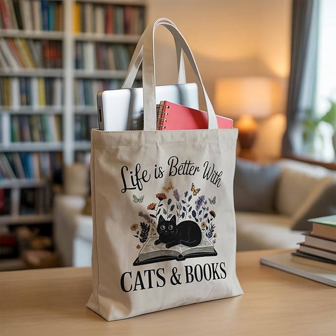 Pets Lover Gifts Tote Bag for Women, Dogs Cats Bee Aesthetic Canvas Bag with Inner Pocket