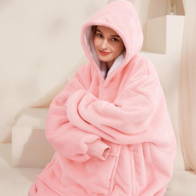 Narecte Cozy Oversized Blanket Hoodie Wearable Blanket Adults Soft Hooded Blanket Hoodie Birthday Gifts for Women Christmas