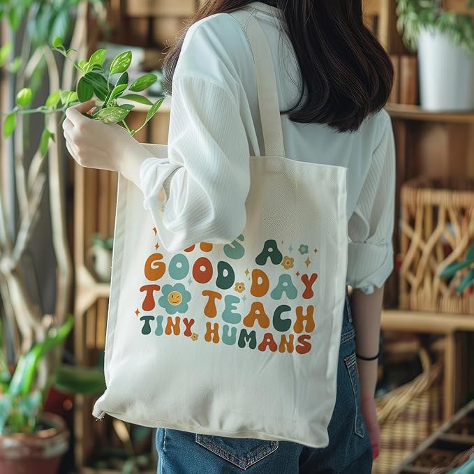 bmuvghi Teacher Appreciation Gifts Canvas Tote Bag Reusable Shopping Grocery Bags Birthday Gift for Teachers Women