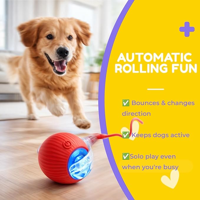 Interactive Smart Rolling Ball Toy for Cats & Small Dogs, Rechargeable Automatic Self-Moving Pet Toy with 360° Motion, Durable Exercise Ball for Indoor Play