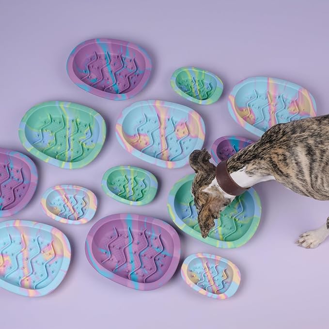 CHEWFFON Easter Dog & Cat Lick Mat Bowls, BPA-Free Silicone Slow Feeder Bowl with Suction Cups, Non Slip Pet Food Bowl Reduces Boredom and Anxiety, Dishwasher Safe, Blueberry