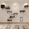 Cat Wall Shelves, 10-Piece Complete Cat Wall Furniture System with Perches and Scratching Posts, Stable Floating Climbing Set for Large Indoor Cats, Space Saving Kitty Furniture - Dark Gray