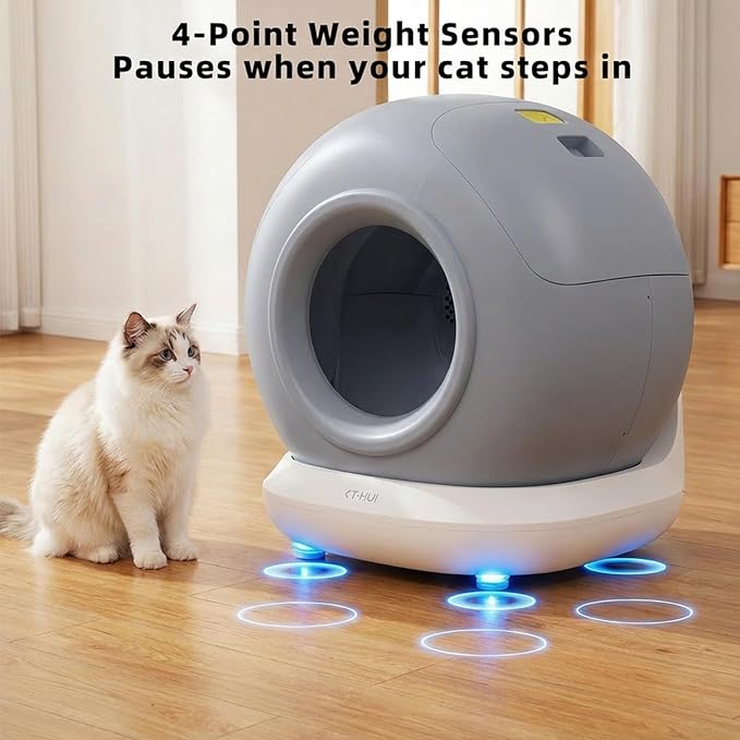 Self-Cleaning Automatic Cat Litter Box for One Cat, Compact 76L for Small Spaces, Dual Safety Sensors (Proximity Pause + Weight Stop), Jam Auto-Stop, Child Lock, App Control, 4L Waste Bin