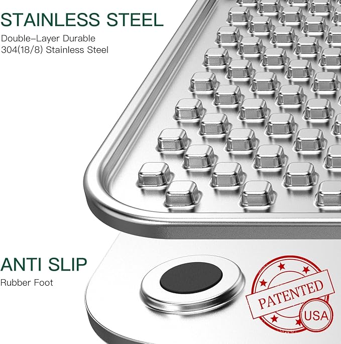 Stainless Steel Large Lick Mat for Dogs & Cats, Chew-Proof Slow Feeder, Anxiety Reducer, Whisker-Friendly for Cats, Non-Slip Heavy Duty Base, Raw Feeding Pad, Dishwasher Safe
