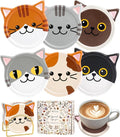 Oqplog Cat Drink Coasters for Cat Lovers Gifts Desk Coffee Table Set of 6-Funny Ceramic Cup Holder Coaster for Home Office Cute Decor Accessories for Women Family