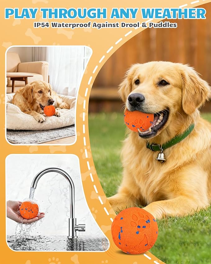 Interactive Dog Ball & Interactive Dog Toys for Medium/Large Dogs: Self-Moving, Auto-Vibrating & Bouncing Smart Ball - 3.1“ Chew-Resistant E-TPU, IPX7 Waterproof & Low-Noise (Include Gift Bag)