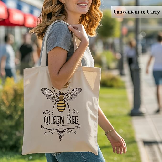 Pets Lover Gifts Tote Bag for Women, Dogs Cats Bee Aesthetic Canvas Bag with Inner Pocket