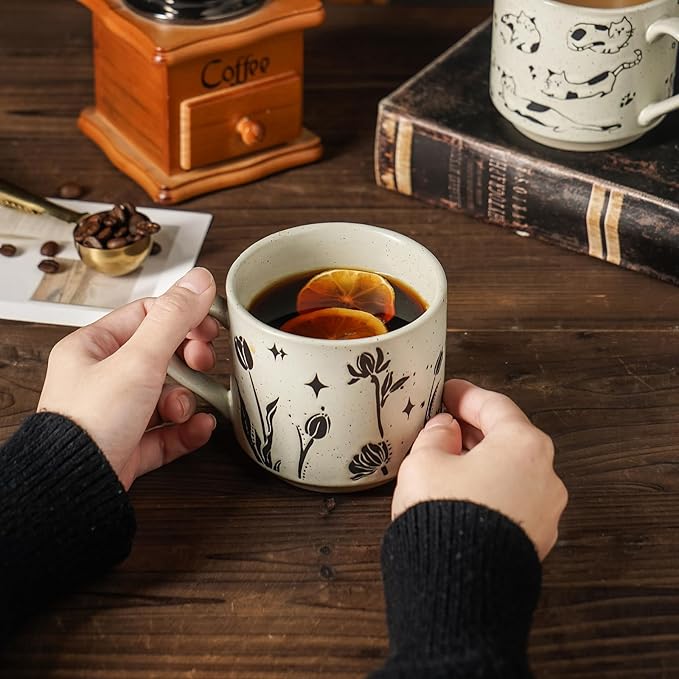 fall mug coffee mugs novelty ceramic espresso japanese tea cups latte teacup stoneware microwave safe vintage taza de cafe bonitas espresso cup with handle aesthetic floral (flower)