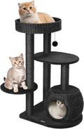 KAMABOKO Modern Cat Tree, 38" Tall Cat Trees for Indoor Cats w/Natural Sisal Scratching Posts, Hand-Woven Condo & Top Perch, Cat-Tree for Kittens Climb Play & Rest