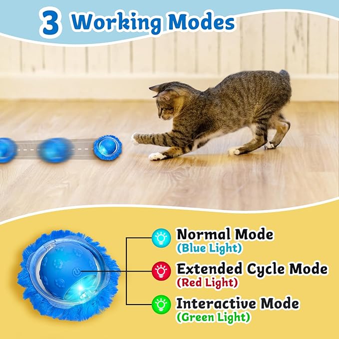 Interactive Cat Toys for Indoor Cats - Automatic Cat Toys for Bored Indoor Adult Cats in Pouch, Rechargeable Motion Activate Bird Chirping Hide and Seek Kitten Ball Toy, Mouse Catching Game for Kitten