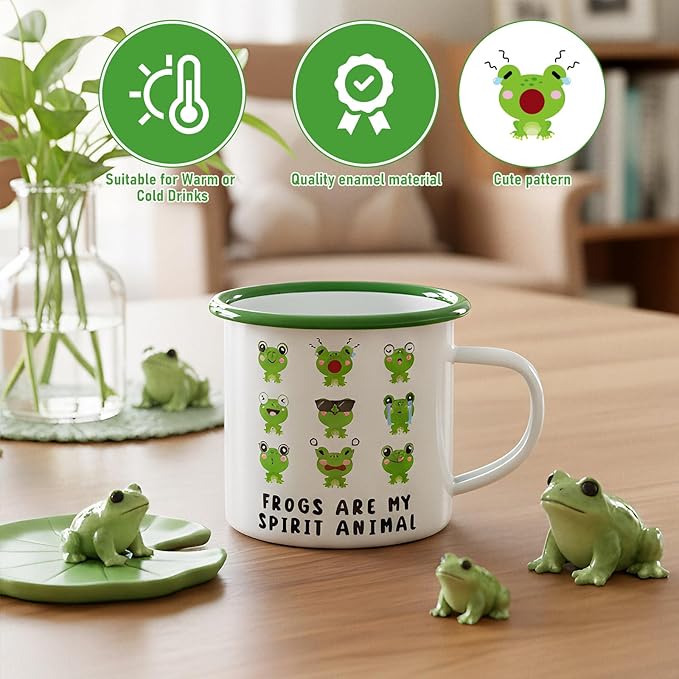 Frog Lover Gifts for Women Birthday Gifts Baskets Set Include Canvas Tote Bag, Makeup Bag, Socks, Keychain, Enamel Mug, Small Figurines for Mom, Wife, Sister, Friend