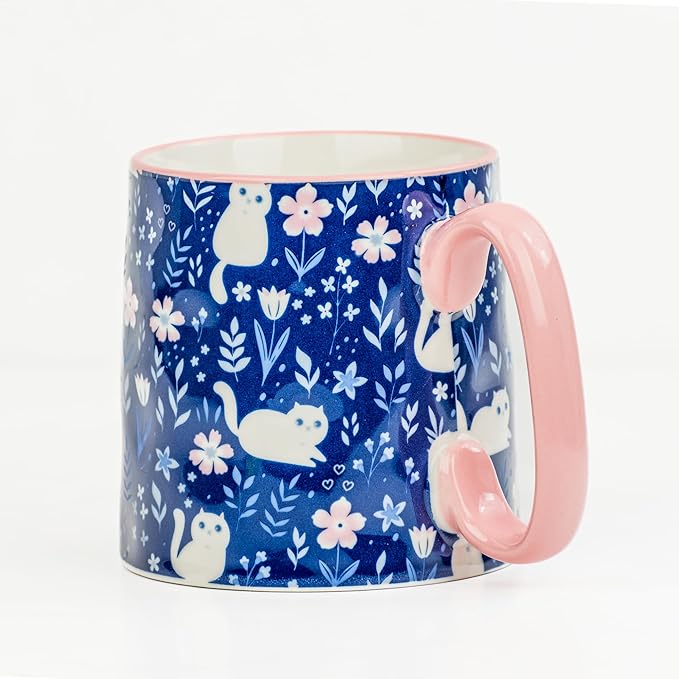 10 Strawberry Street Bella Mug, Curious Kitty, Set of 4