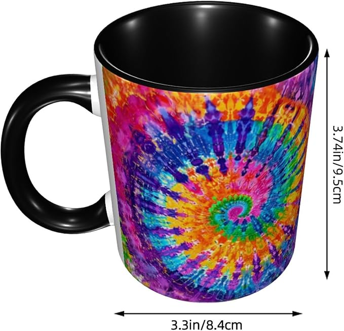 Tie Dye Coffee Mug 11oz Ceramic Tea Cup With Handle Funny Porcelain Mugs for Women Dishwasher Microwave Safe