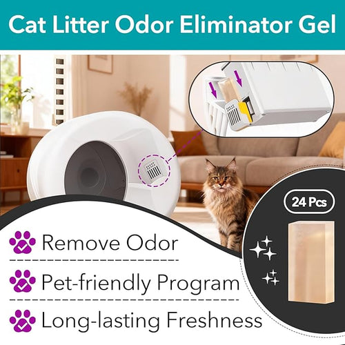 24 Pcs Cat Litter Deodorizer Compatible with Meowant MW-SC01/MW-SC02/MW-SC03/ MW-SC09 Self-Cleaning Cat Litter Box, Cat Toilet Odor Control Deodorant Gel